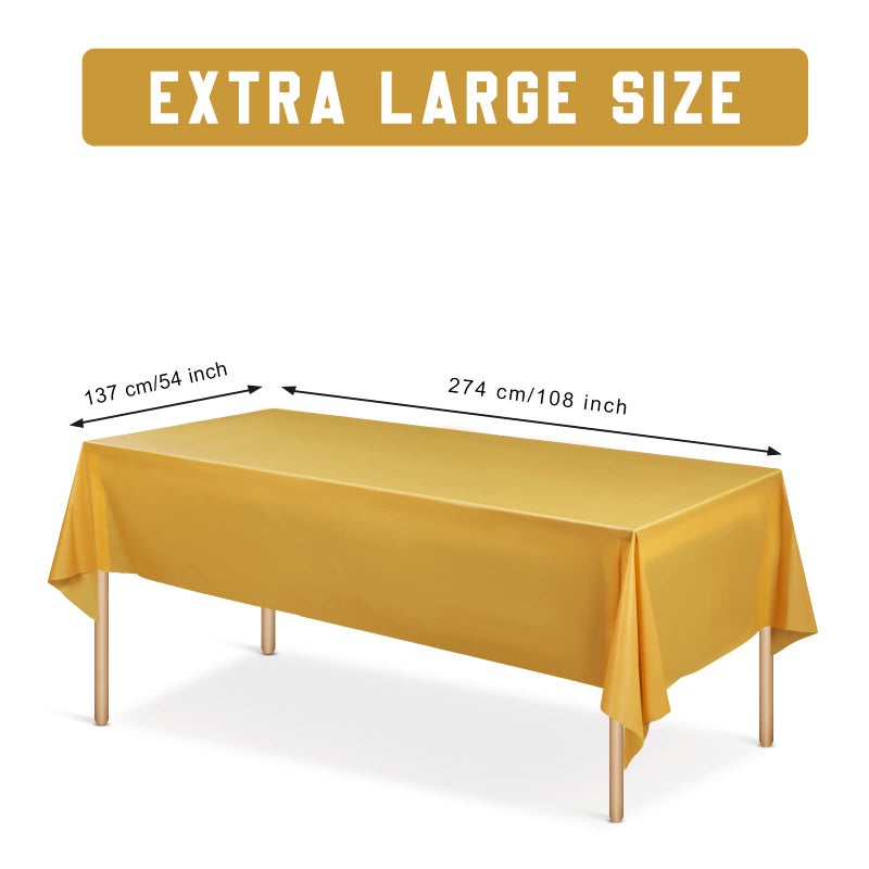 Moukeren 16 Pack Plastic Tablecloths Bulk 54 x 108 Inch Disposable Rectangle Table Covers Waterproof Party Table Cloths for Indoor or Outdoor Events Birthday Party Decor Supplies (Gold) - Image 2